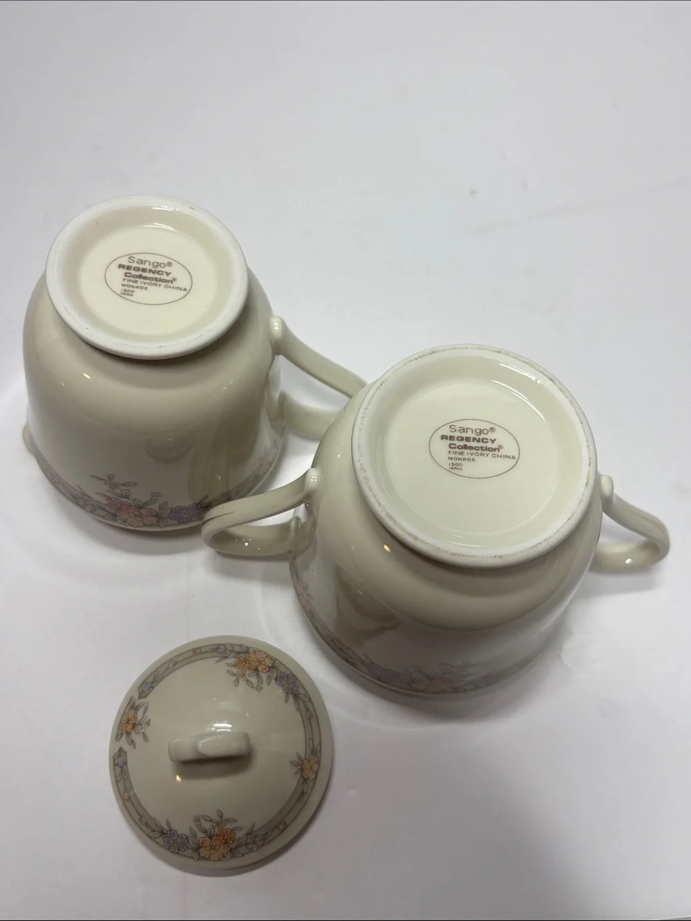 Sango Regency Monroe China Sugar Bowl and Creamer Set